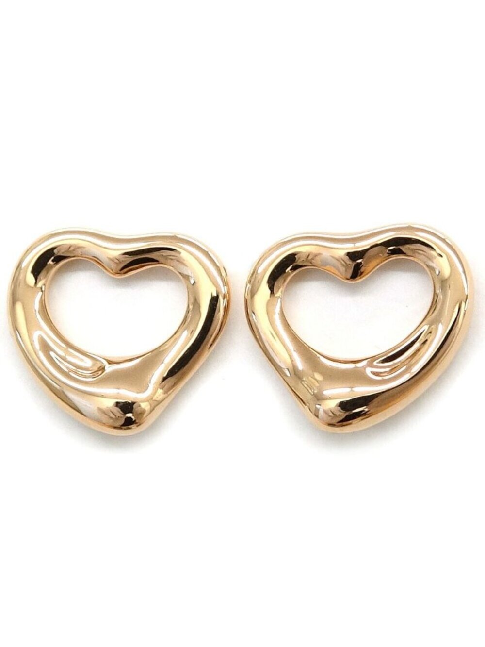 Tiffany & Co Open Heart Stud Earrings Elsa Peretti 18k Pink Gold